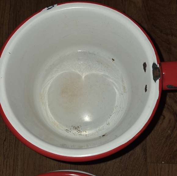 Vintage Enmal Double Broiler Red and White Decor - Picture 4 of 5